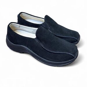 LL Bean Black Suede Leather Mocs Slip On Loafers Shoes Women's 8.5 M Casual